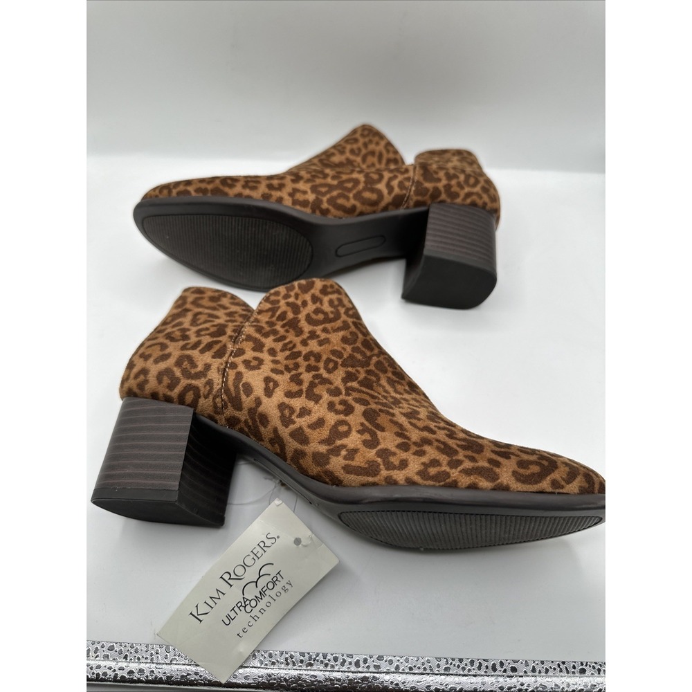NEW Kim Rogers Cheetah Print Ankle‎ Boots Chunky Block Heel Size 7.5 - Picture 4 of 11